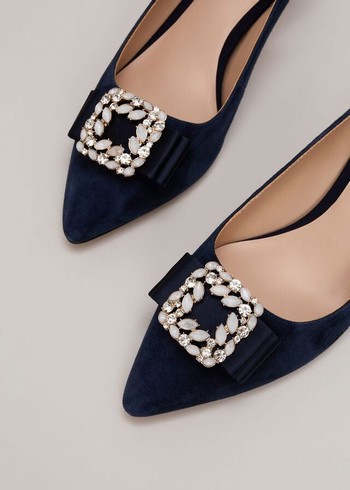 Phase Eight Suede Embellished Kitten Heels Navy USA | 4603587-LH